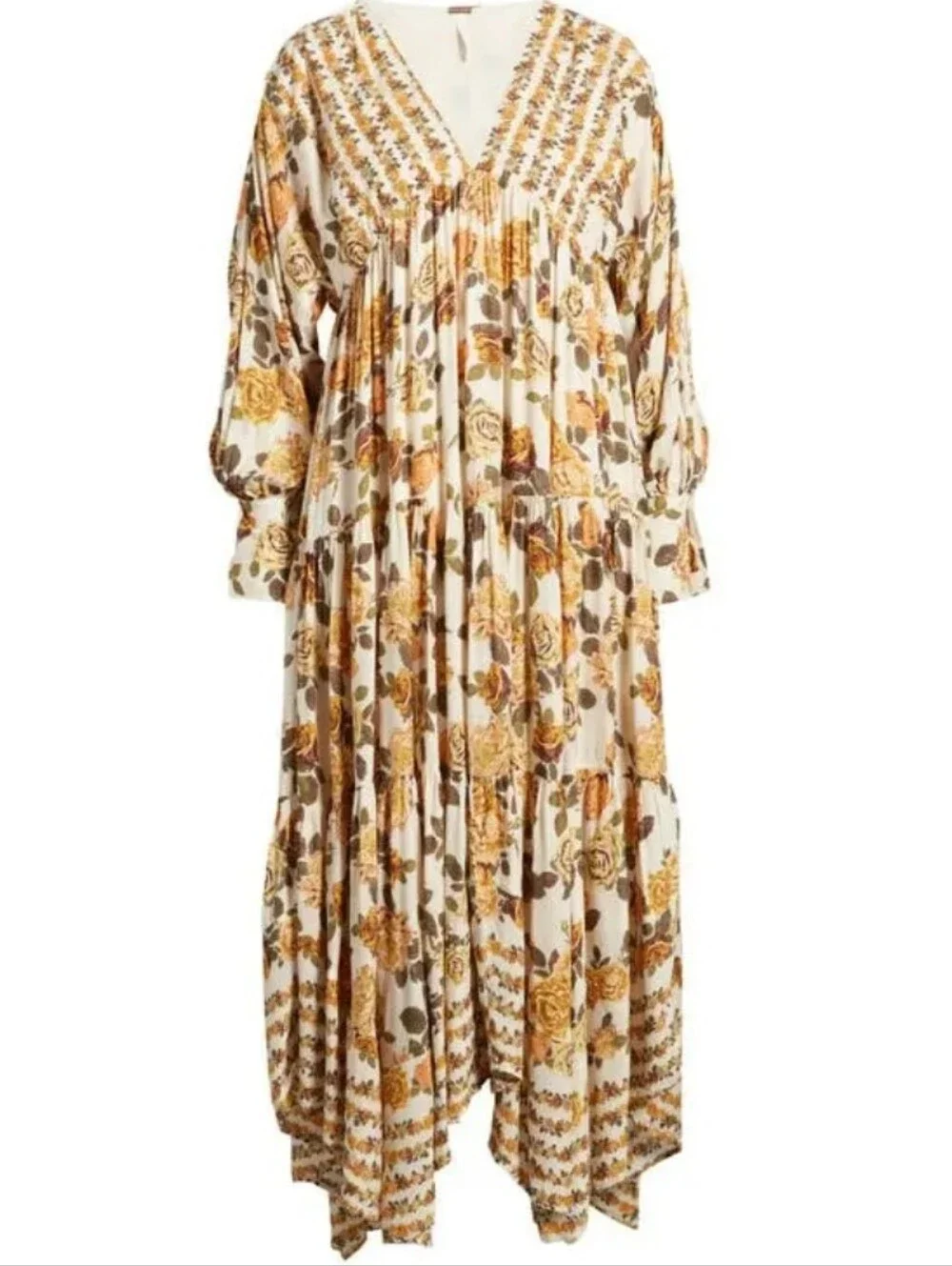 Free People Rows of Roses Maxi Dress Ivory Floral NWT Womens Size S